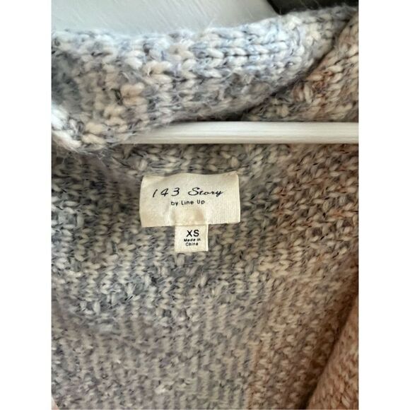 1.4.3. Story by Line Up Blue & Rust Soft & Cozy Open Front Tassel Cardigan sz XS - Picture 4 of 6